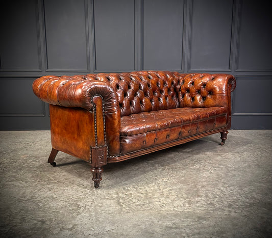 Victorian Hand Dyed Leather Chesterfield Sofa