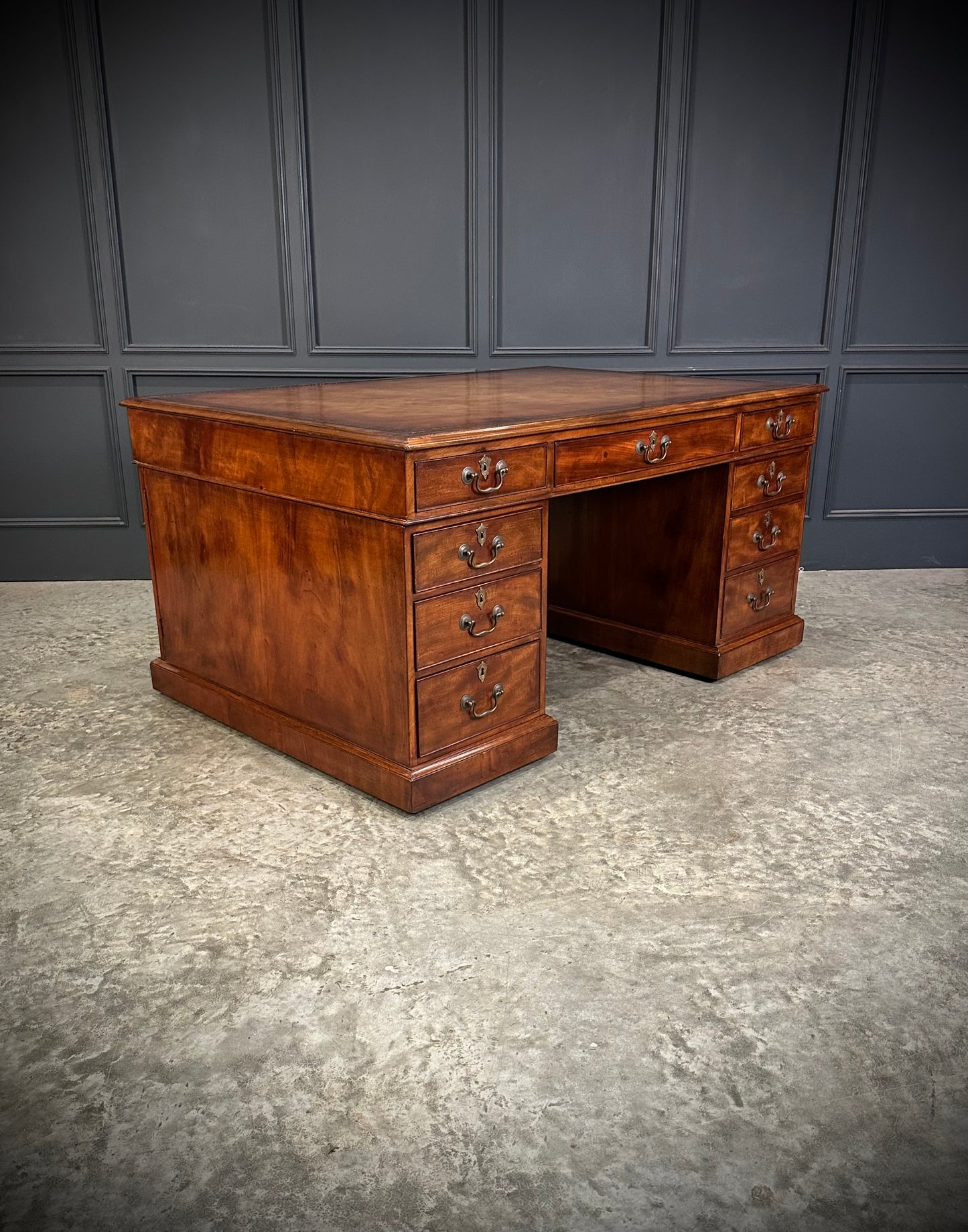 Large Mahogany & Leather Partners Desk