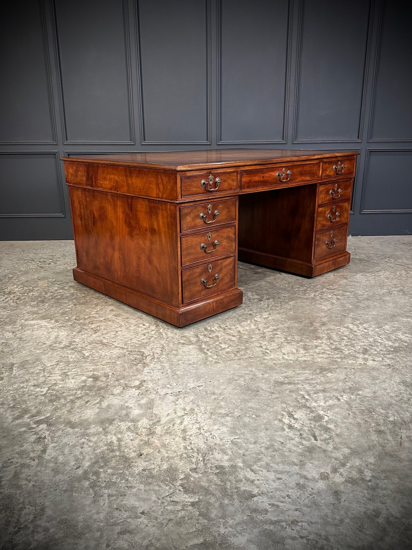 Large Mahogany & Leather Partners Desk