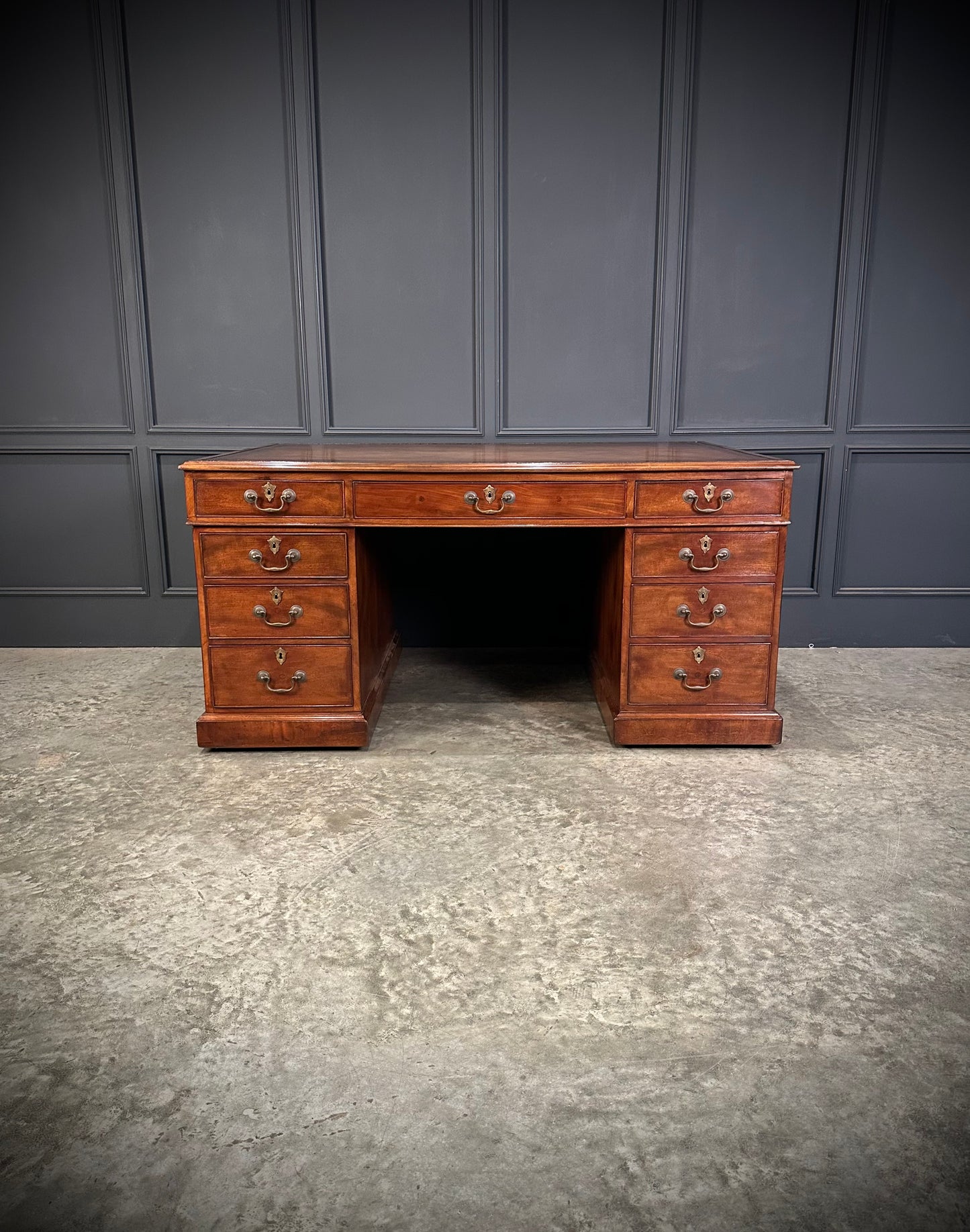 Large Mahogany & Leather Partners Desk