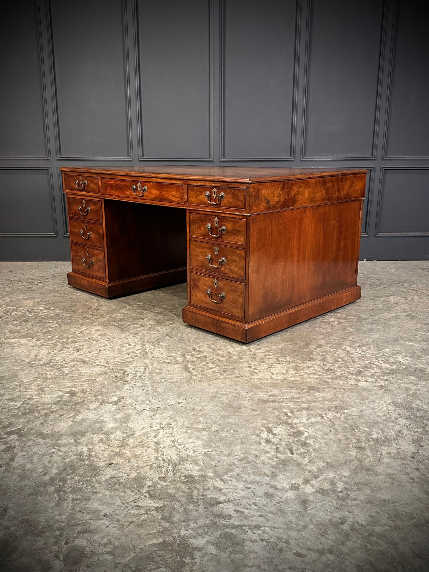 Large Mahogany & Leather Partners Desk