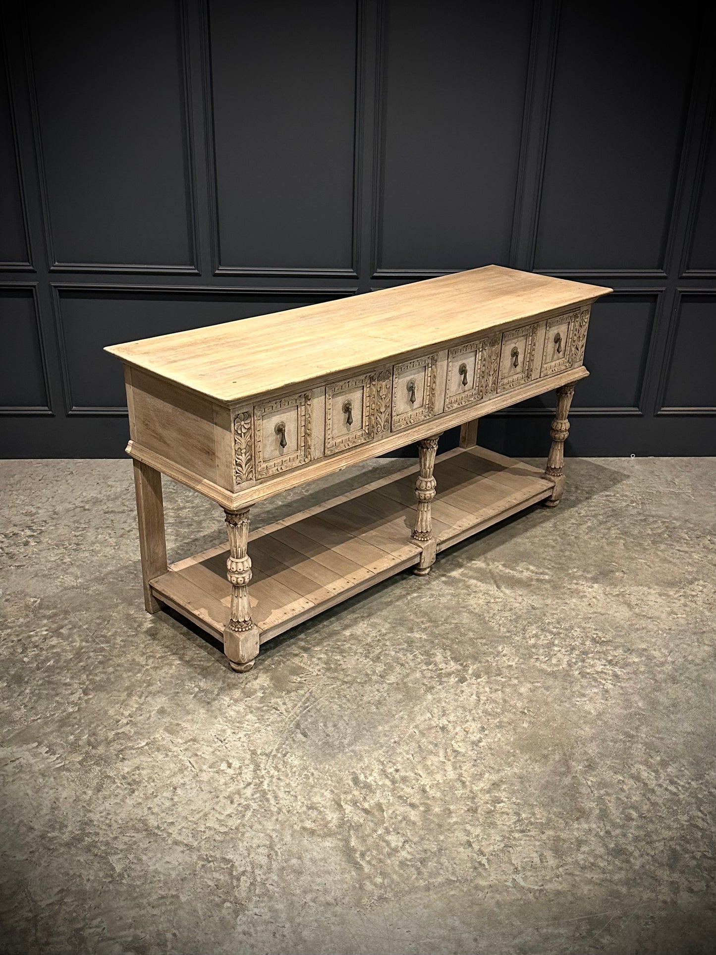 Carved Bleached Oak Potboard Dresser