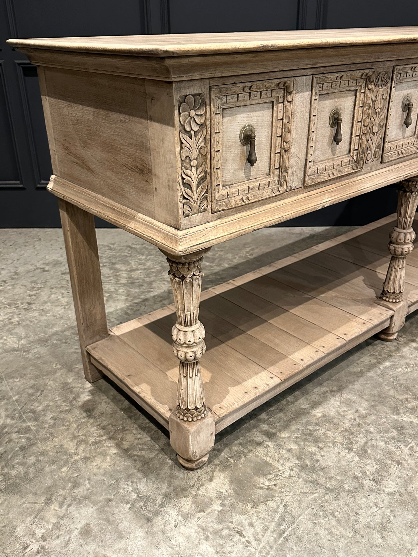 Carved Bleached Oak Potboard Dresser