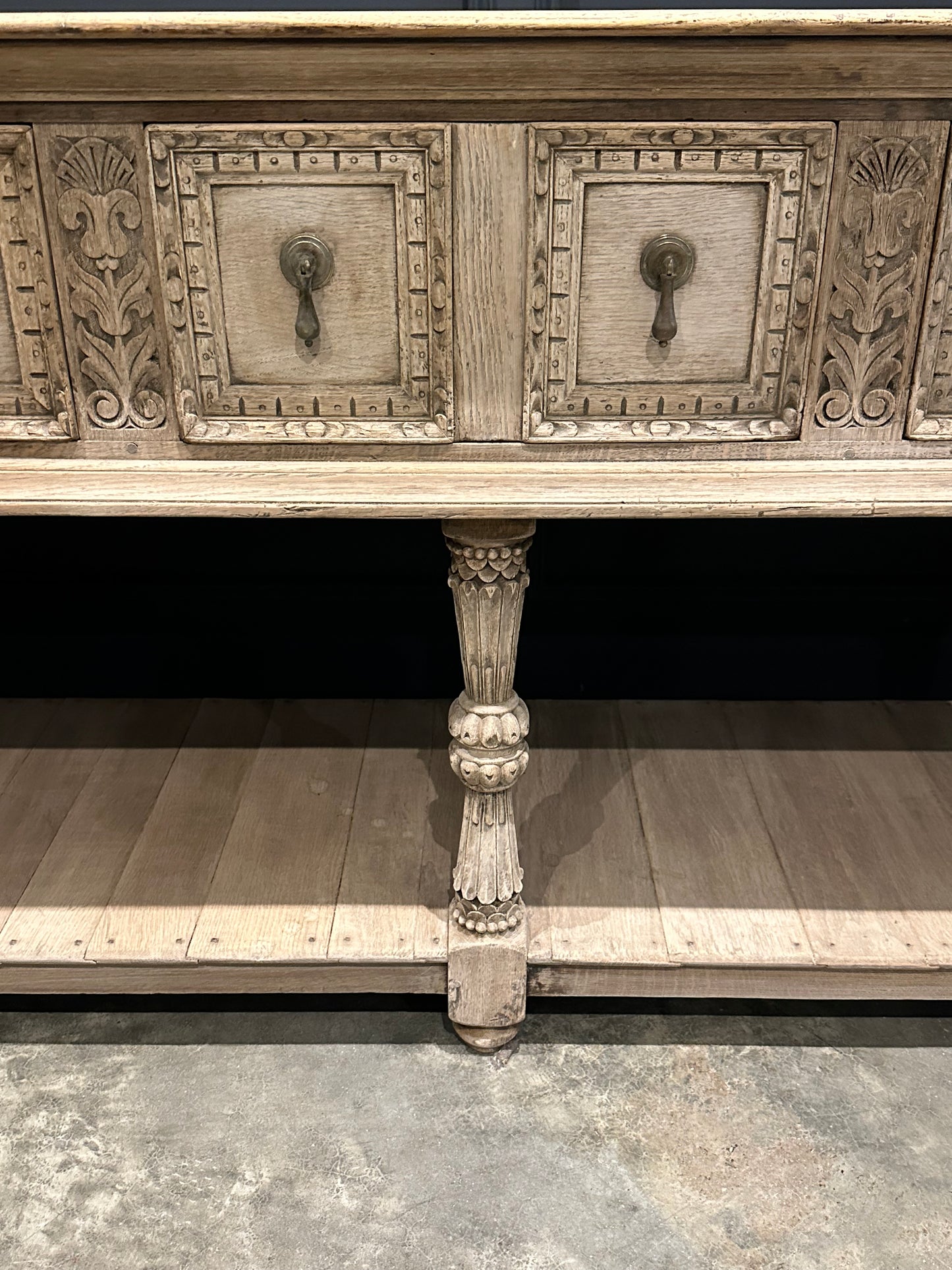 Carved Bleached Oak Potboard Dresser