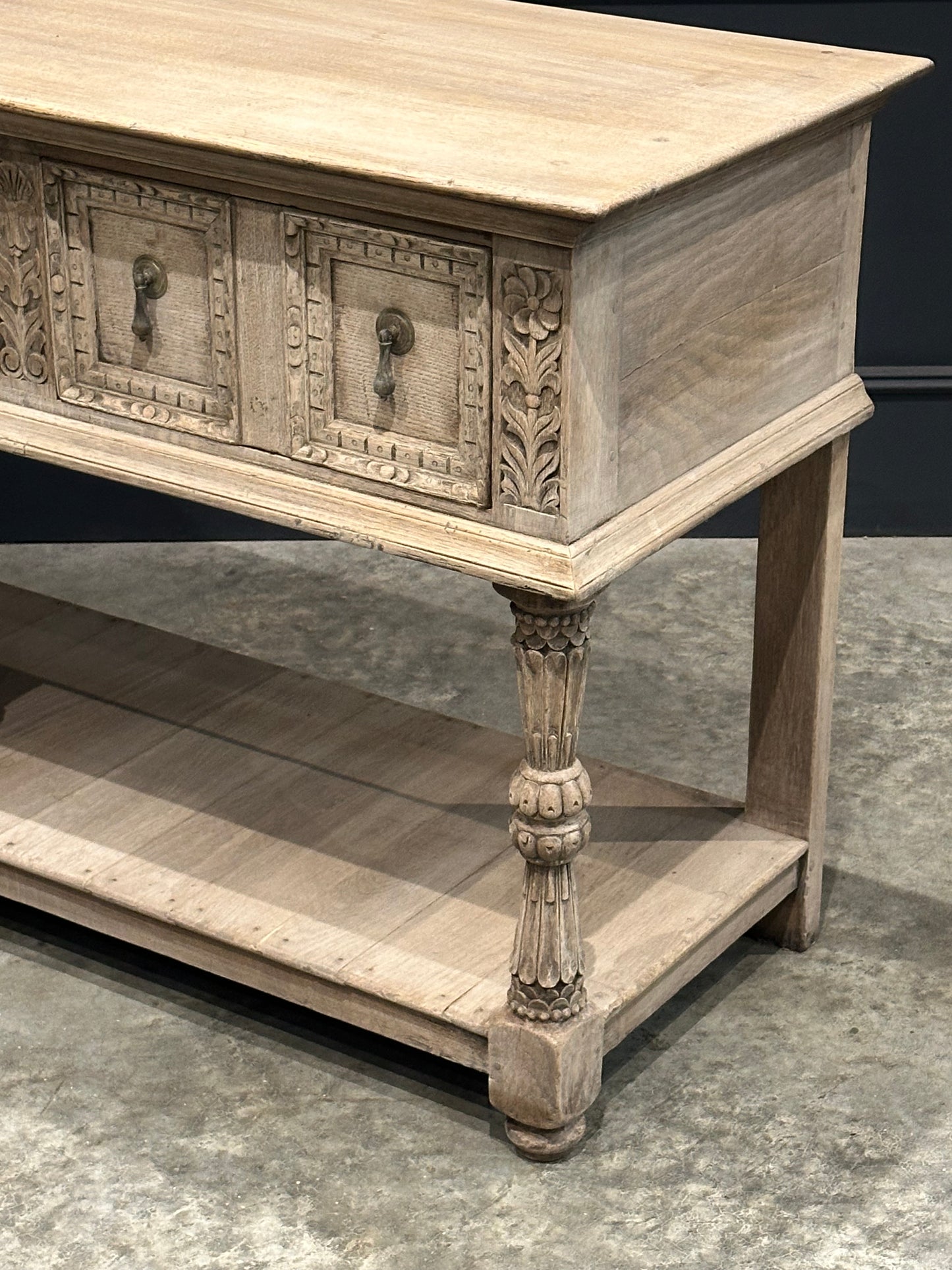 Carved Bleached Oak Potboard Dresser