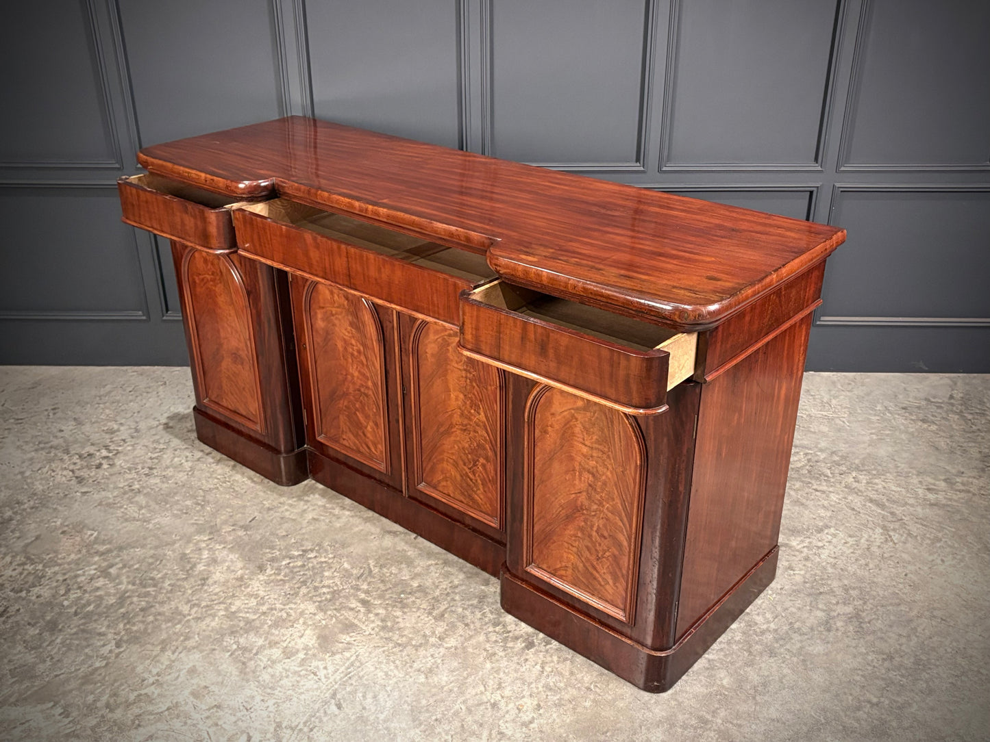Victorian Mahogany Inverted Breakfront Sideboard
