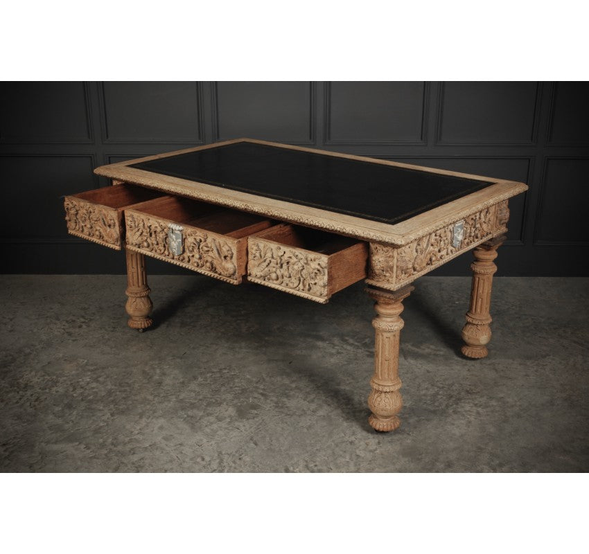 Impressive Bleached Oak Library Writing Table