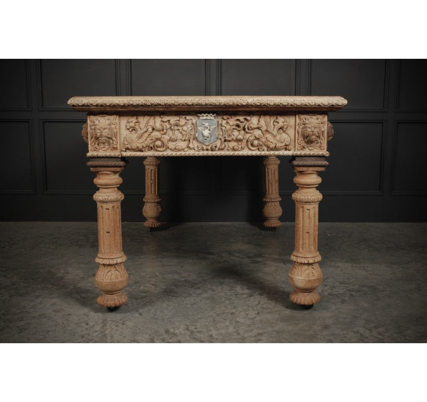 Impressive Bleached Oak Library Writing Table