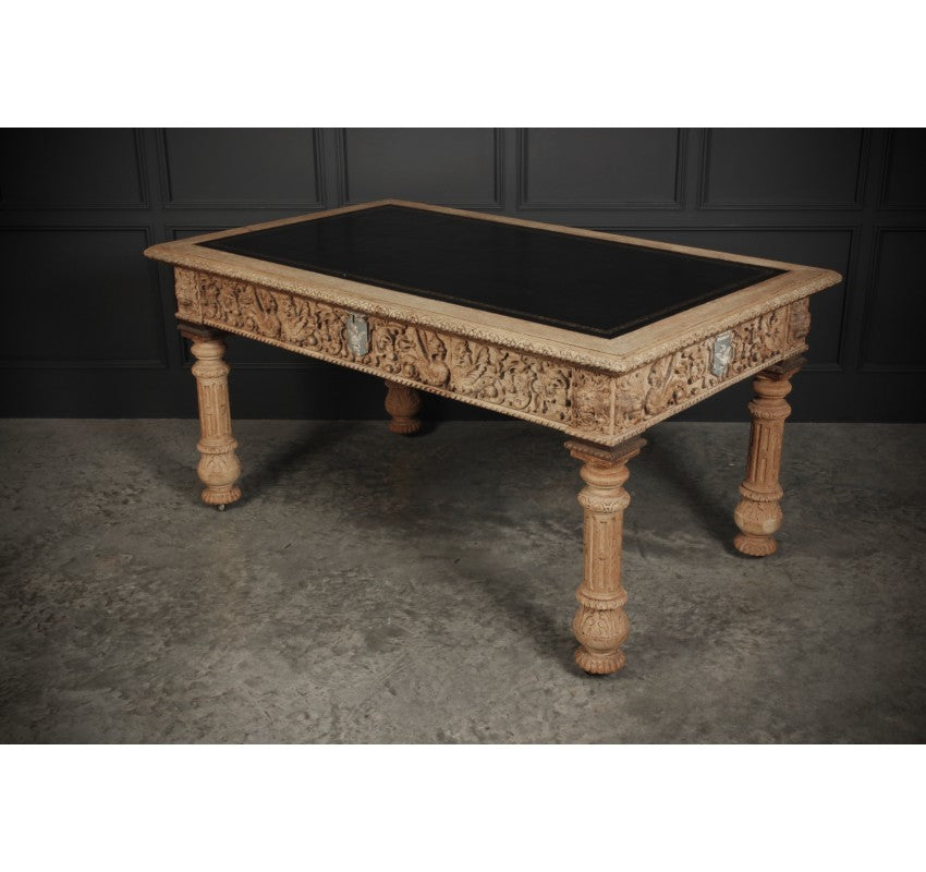 Impressive Bleached Oak Library Writing Table