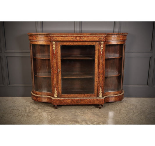 Impressive Burr Walnut Marquetry Inlaid Credenza Cabinet