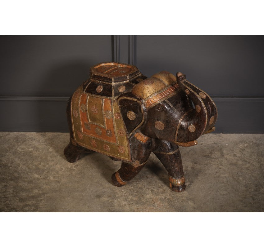 Indian Brass & Hardwood Carved Elephant