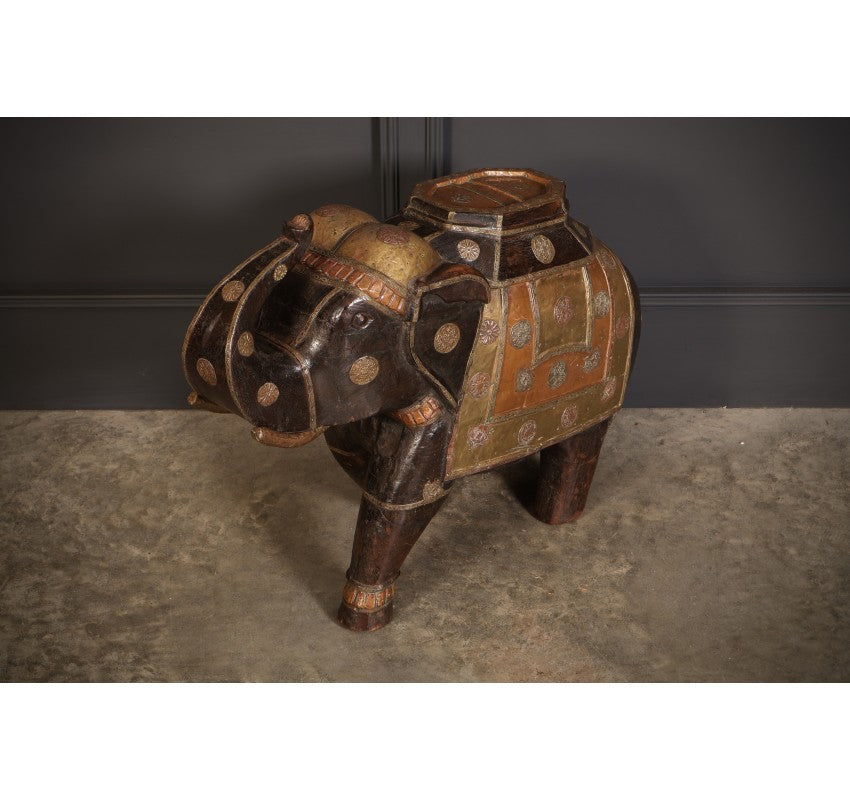 Indian Brass & Hardwood Carved Elephant