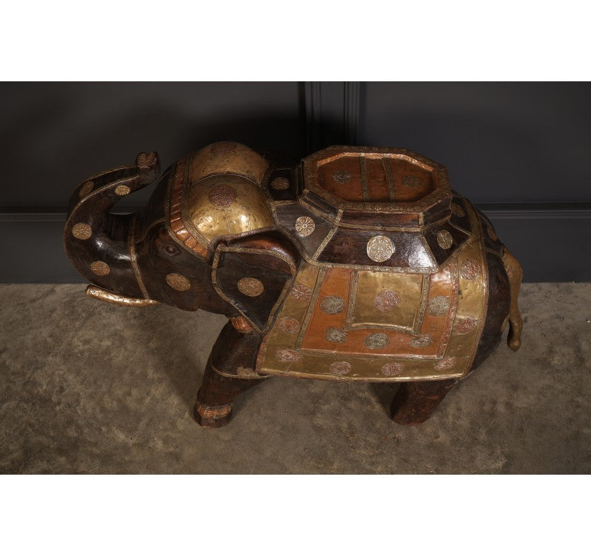 Indian Brass & Hardwood Carved Elephant