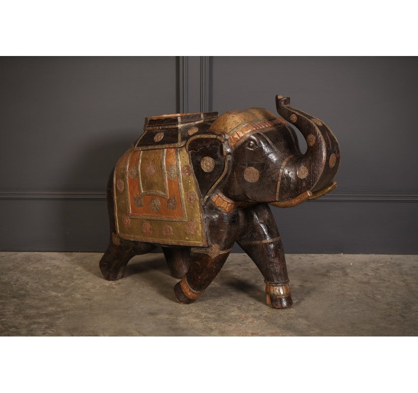 Indian Brass & Hardwood Carved Elephant