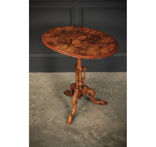 Inlaid Figured Walnut Occasional Wine Table