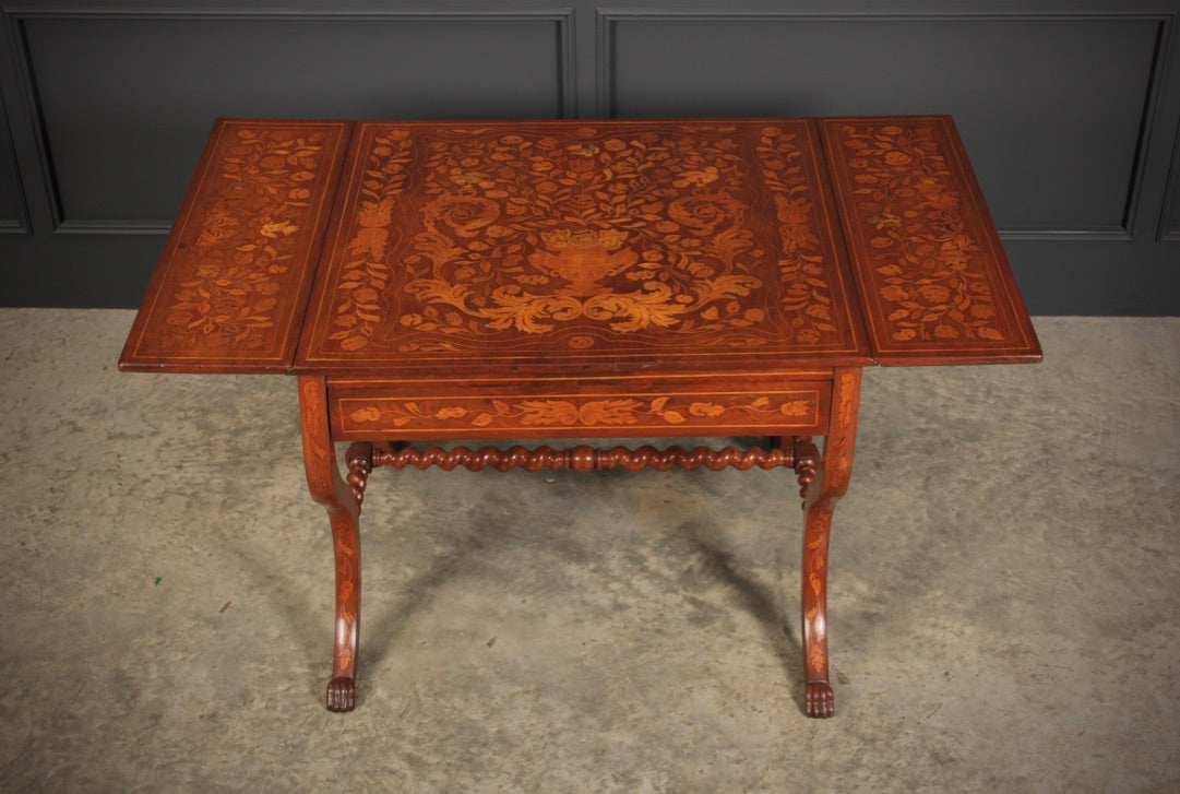 Dutch Marquetry Inlaid Walnut Sofa Table