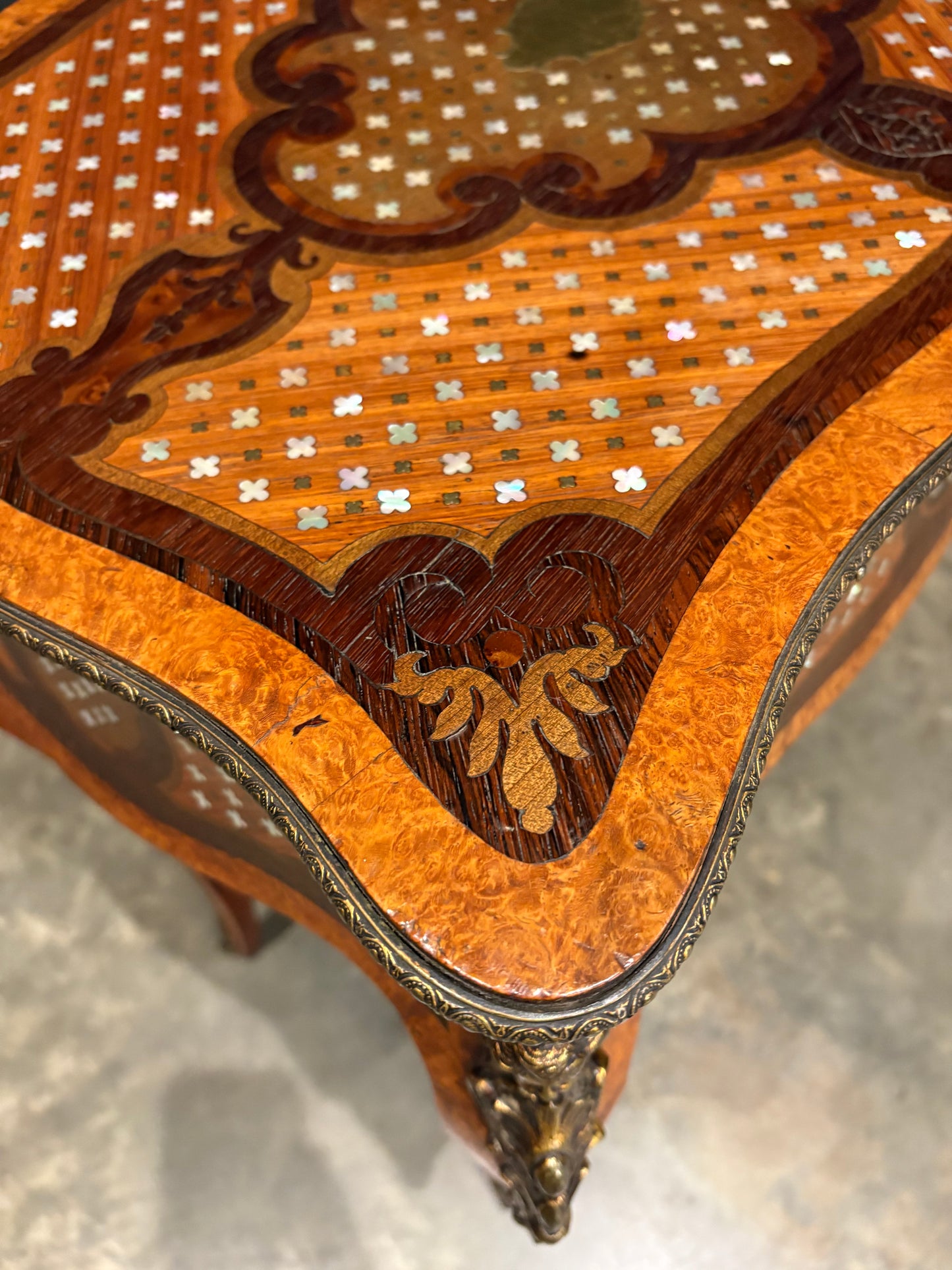 French Ormolu Mounted Side Table