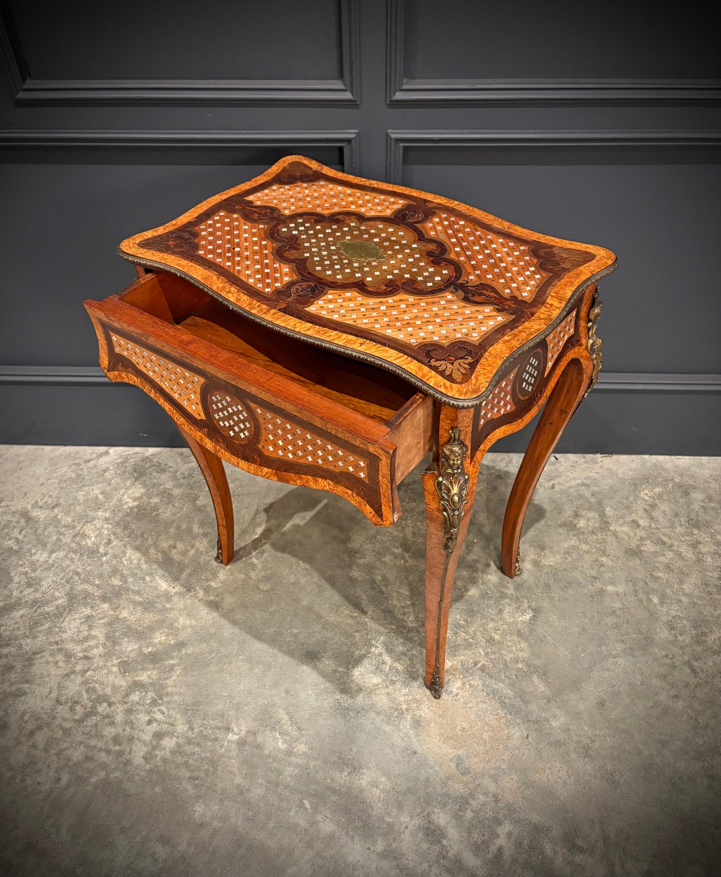 French Ormolu Mounted Side Table