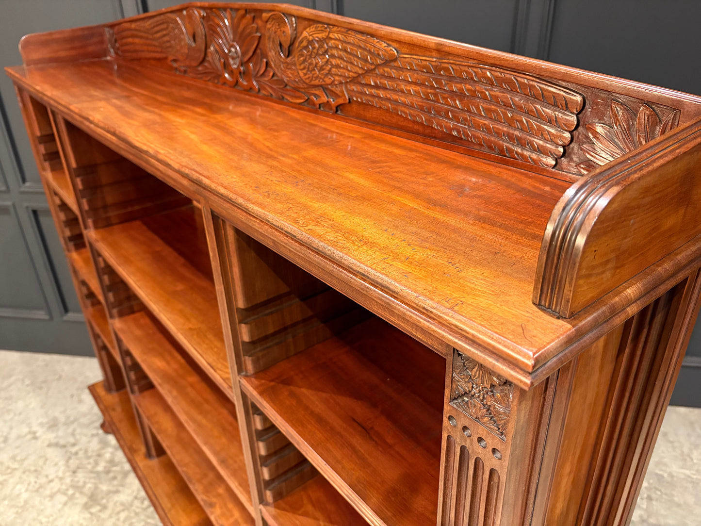 Impressive Large Anglo Indian Mahogany Open Bookcase