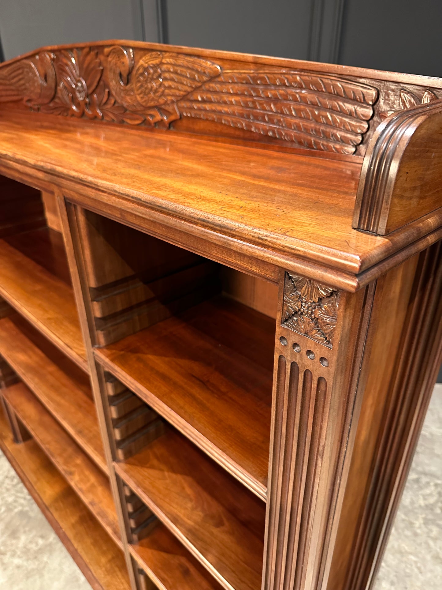 Impressive Large Anglo Indian Mahogany Open Bookcase