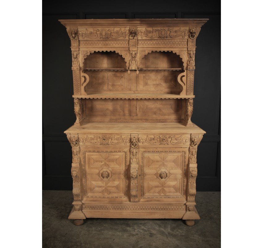 Large Carved Oak Dresser Cabinet