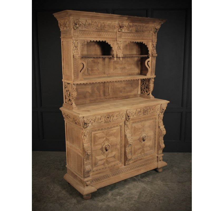 Large Carved Oak Dresser Cabinet