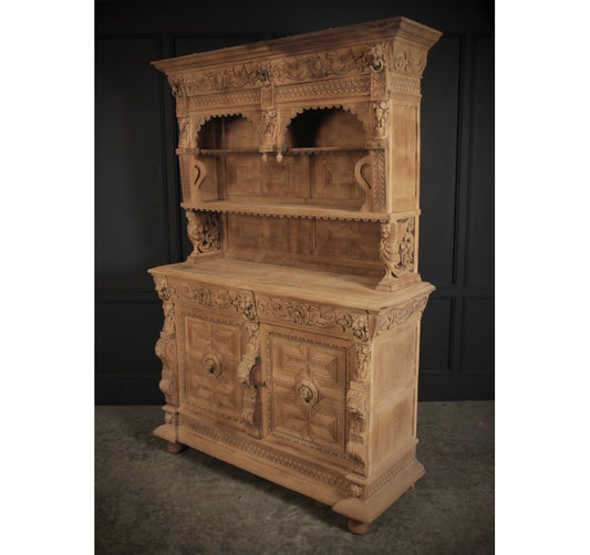 Large Carved Oak Dresser Cabinet