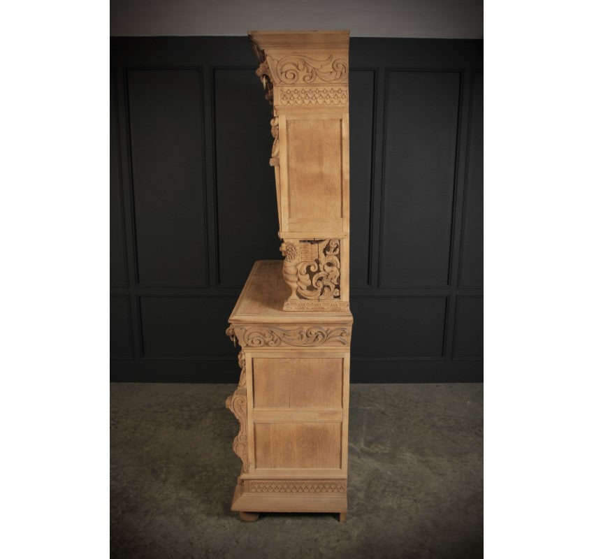 Large Carved Oak Dresser Cabinet