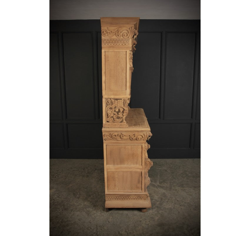 Large Carved Oak Dresser Cabinet