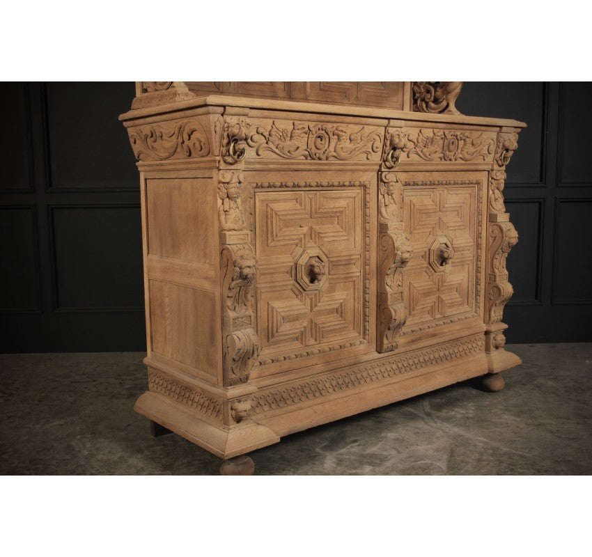 Large Carved Oak Dresser Cabinet