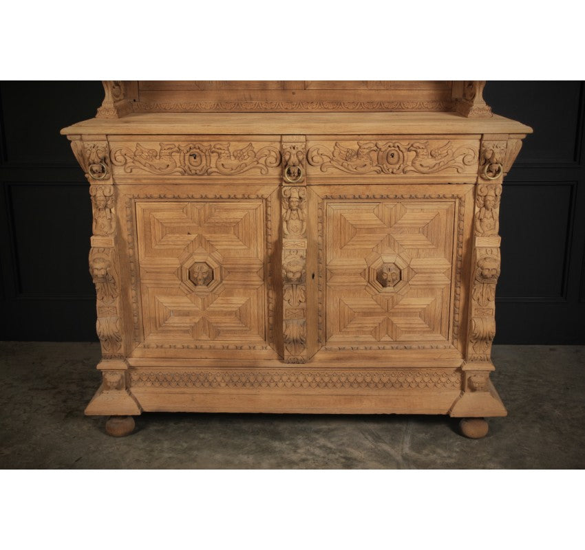 Large Carved Oak Dresser Cabinet