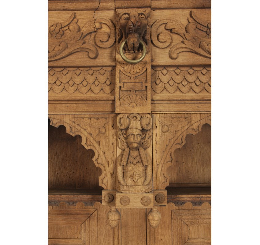 Large Carved Oak Dresser Cabinet