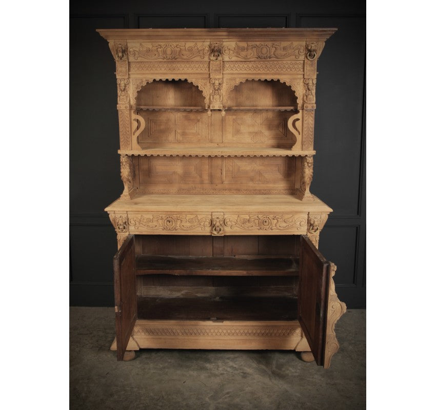 Large Carved Oak Dresser Cabinet