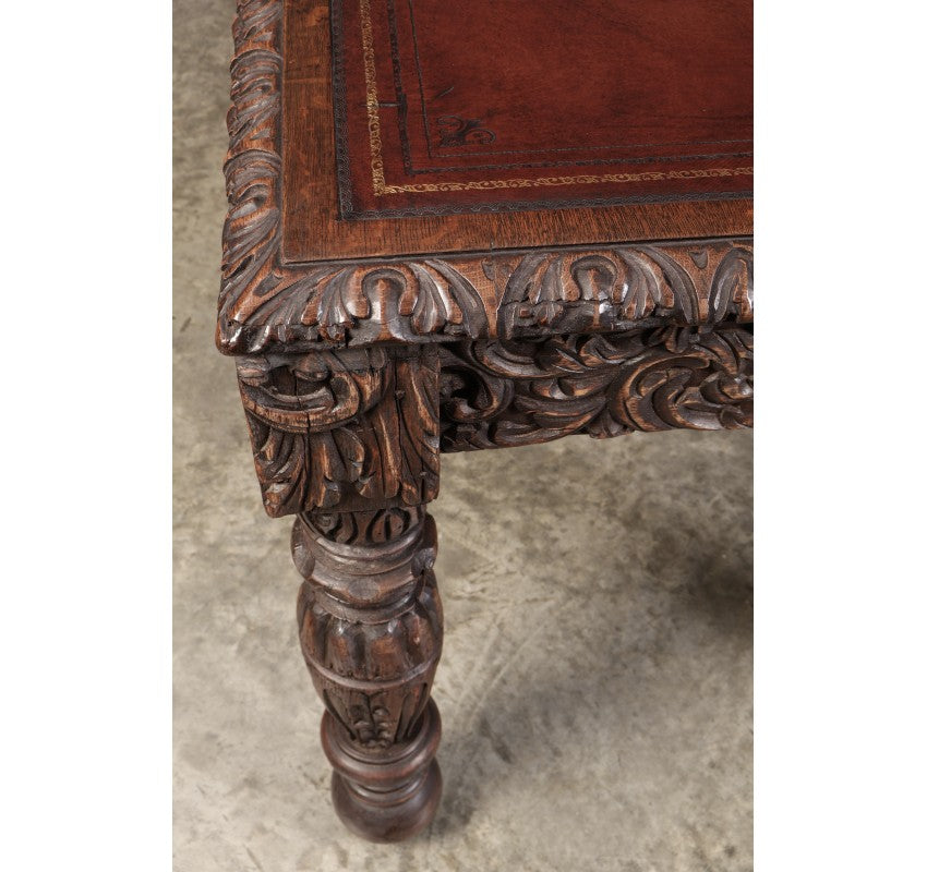Large Carved Oak Library Writing Table