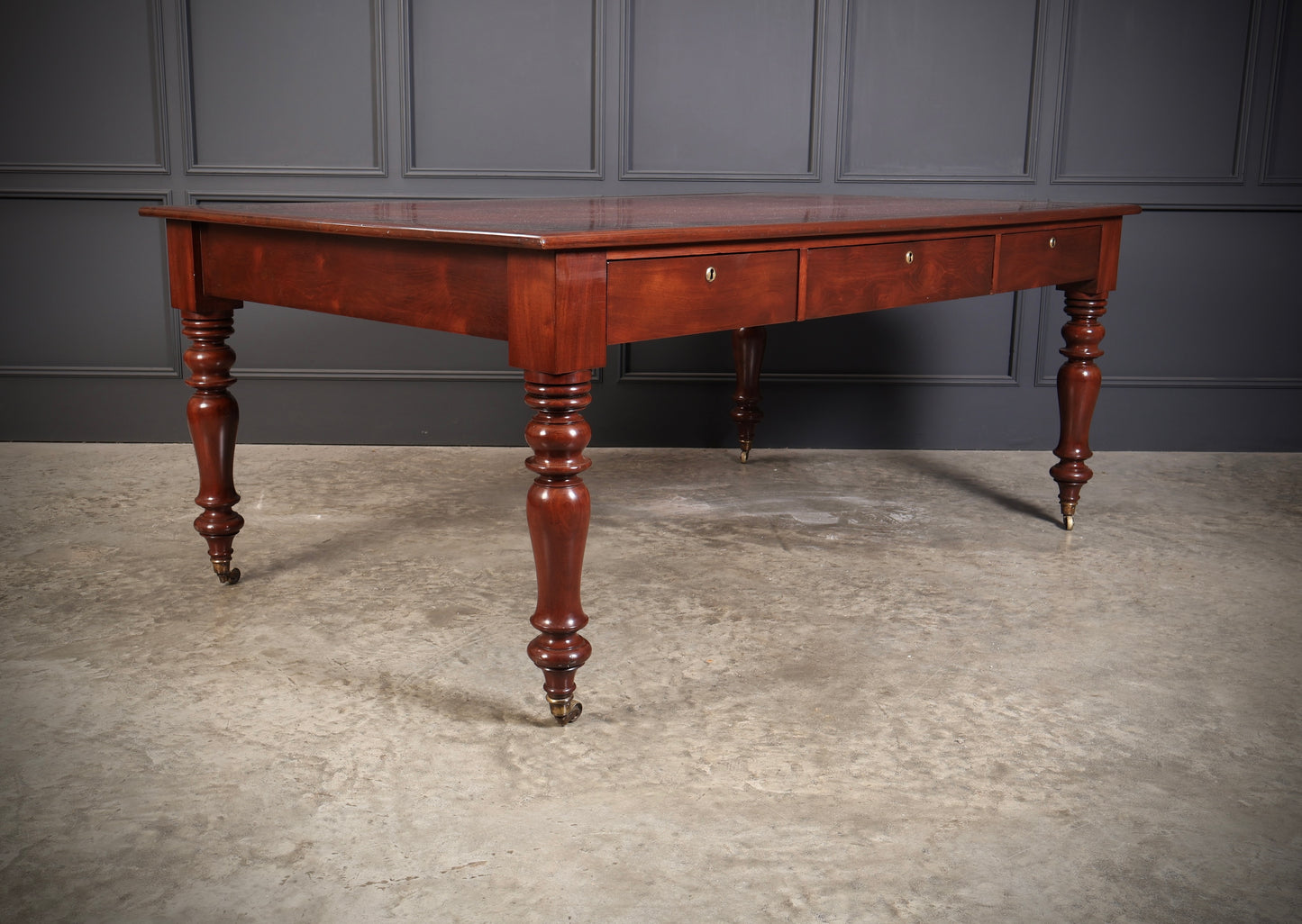 Large Early Victorian Mahogany & Leather Partners Writing Table