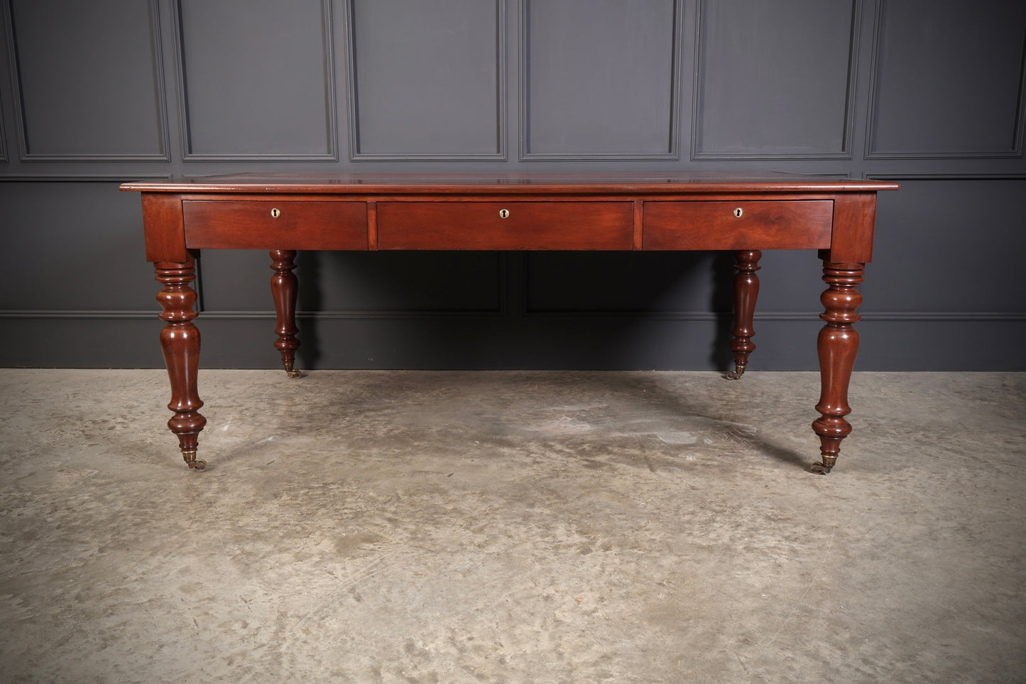 Large Early Victorian Mahogany & Leather Partners Writing Table