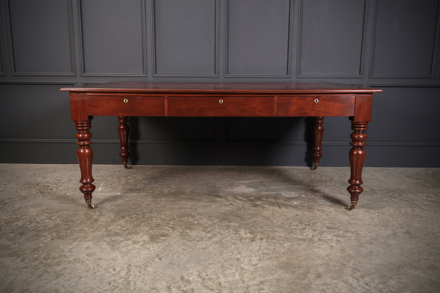 Large Early Victorian Mahogany & Leather Partners Writing Table