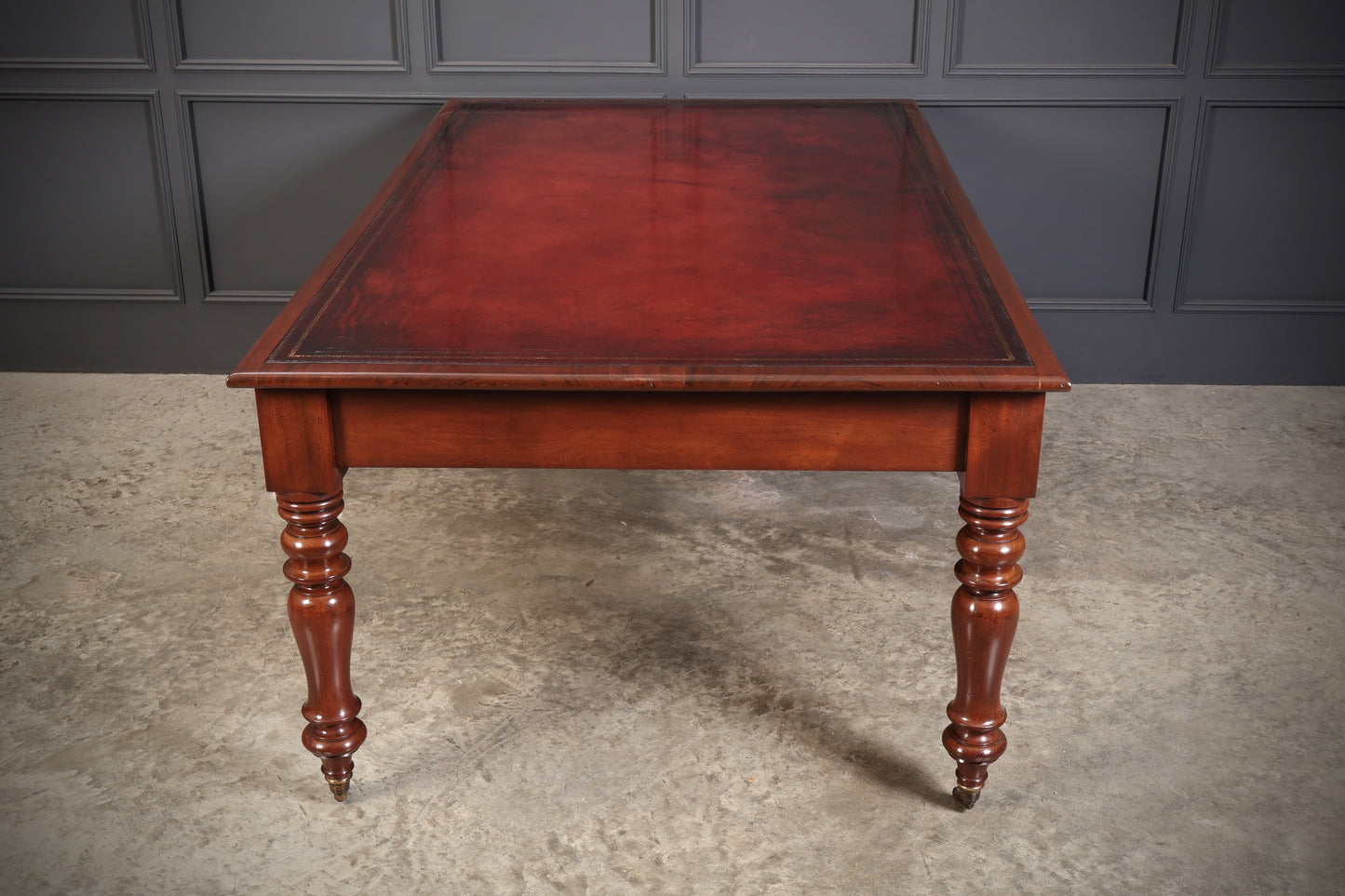 Large Early Victorian Mahogany & Leather Partners Writing Table