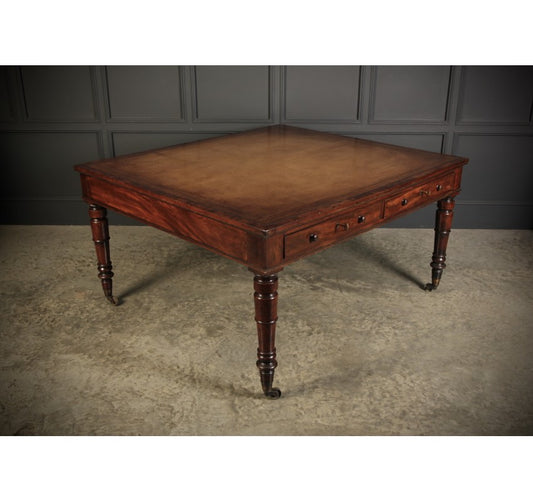 Large George IV Mahogany & Leather Partners Writing Table