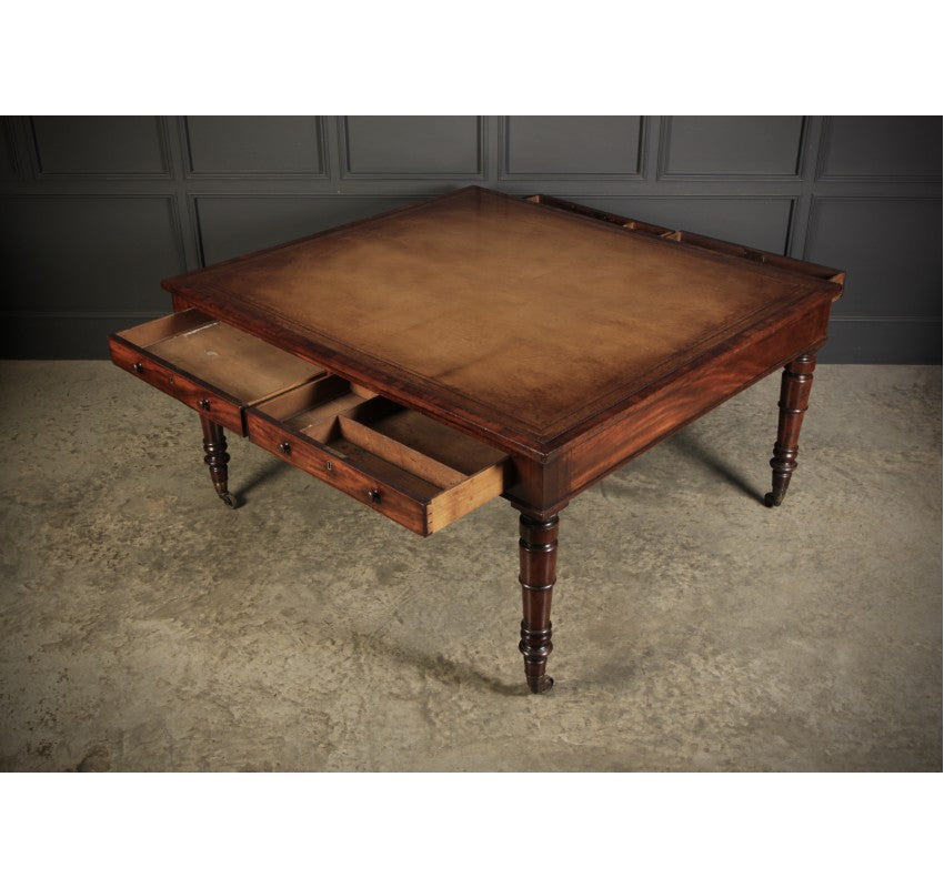 Large George IV Mahogany & Leather Partners Writing Table