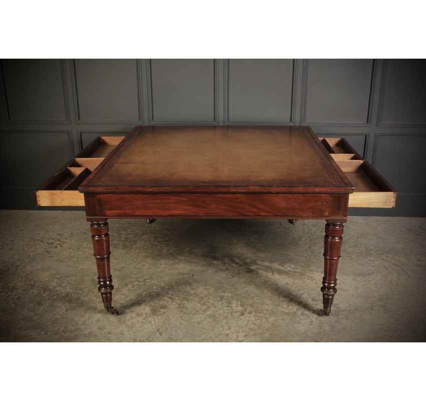 Large George IV Mahogany & Leather Partners Writing Table