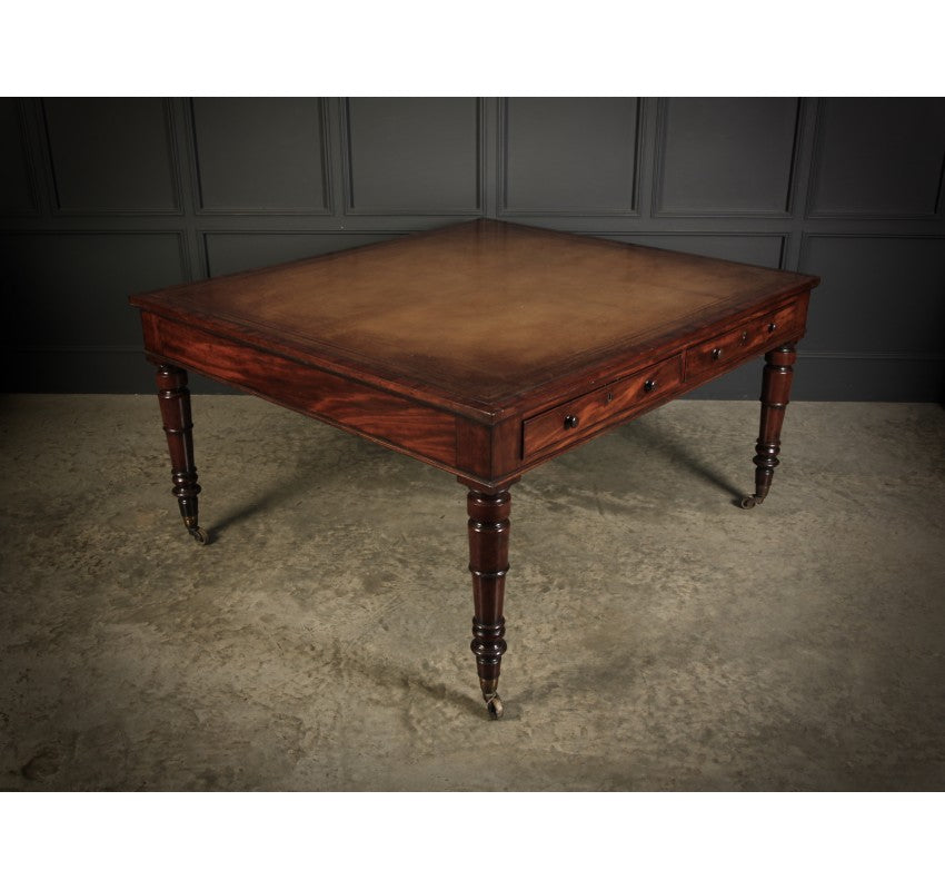 Large George IV Mahogany & Leather Partners Writing Table