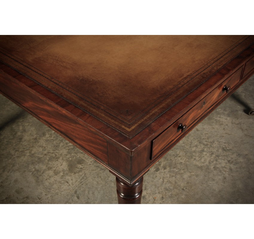 Large George IV Mahogany & Leather Partners Writing Table