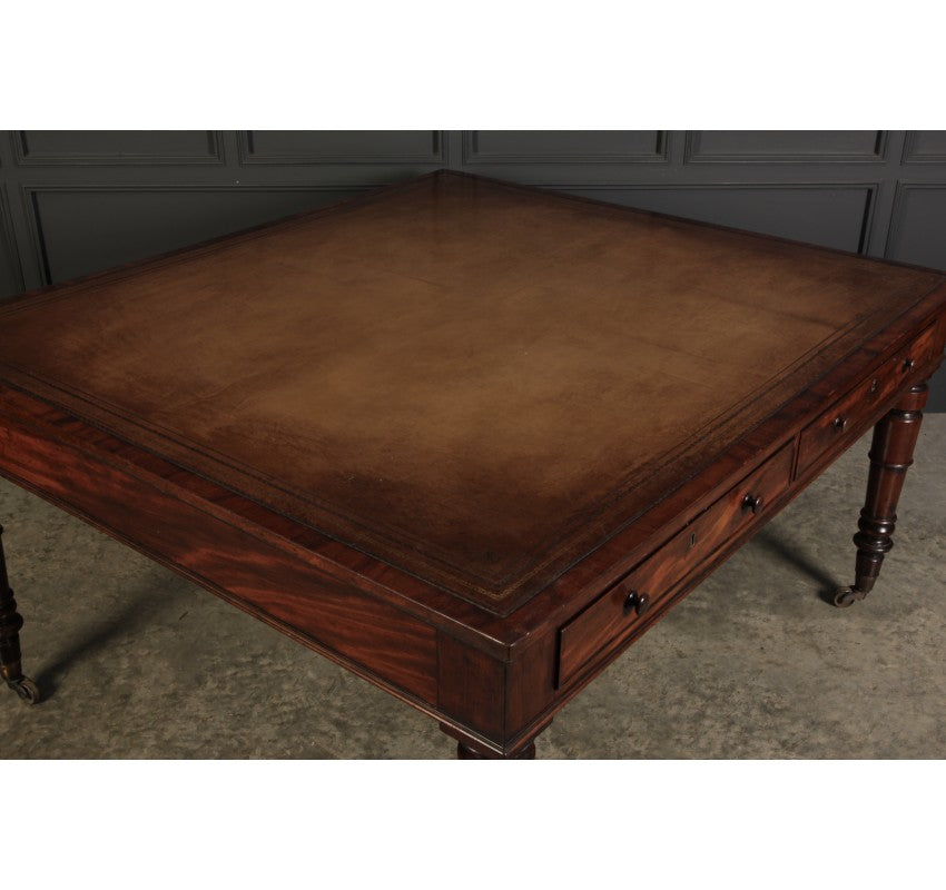 Large George IV Mahogany & Leather Partners Writing Table