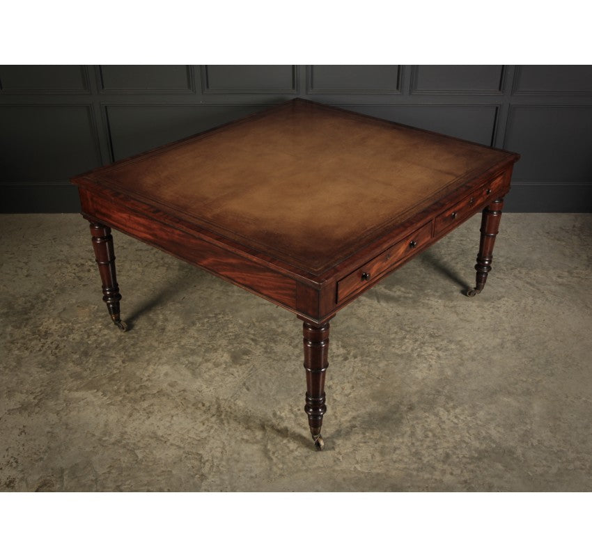 Large George IV Mahogany & Leather Partners Writing Table