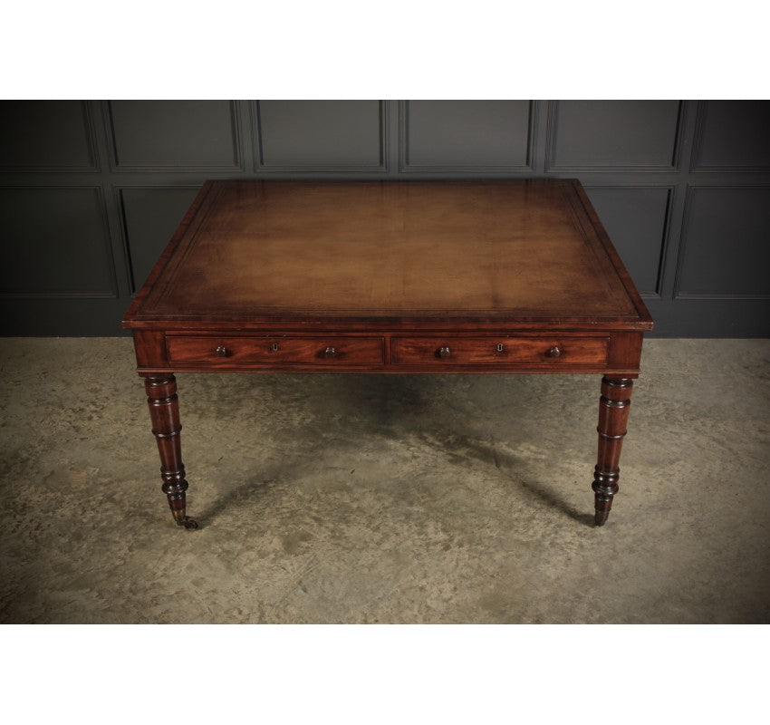 Large George IV Mahogany & Leather Partners Writing Table