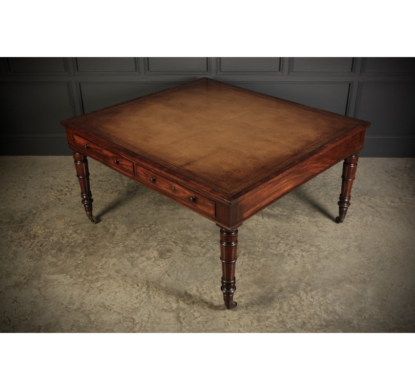 Large George IV Mahogany & Leather Partners Writing Table