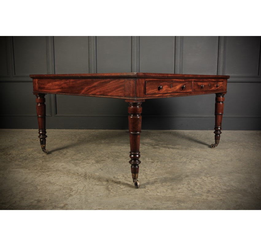 Large George IV Mahogany & Leather Partners Writing Table