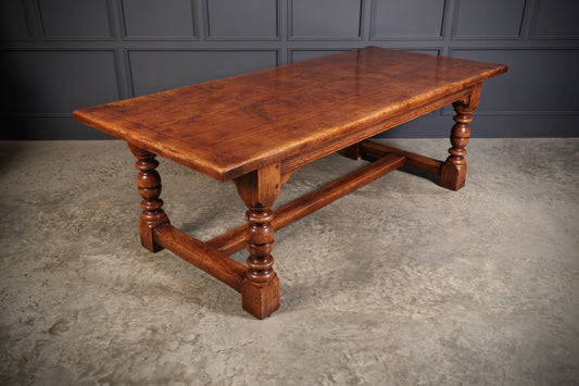 Superb Large Pippy Oak Refectory Dining Table