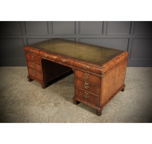 Large Queen Anne Style Walnut Desk